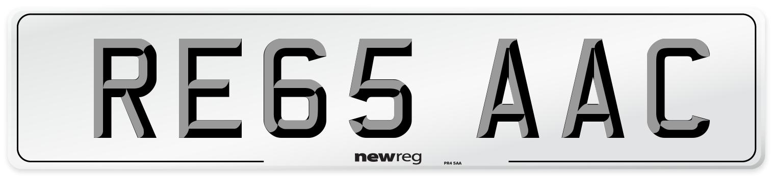 RE65 AAC Number Plate from New Reg
